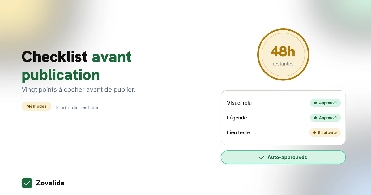La checklist de validation avant publication d'un post social media