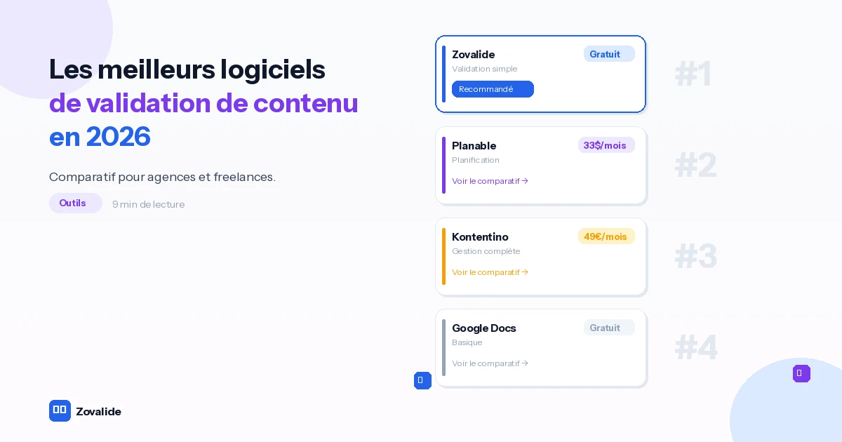 Les meilleurs logiciels de validation de contenu pour agences et freelances en 2026